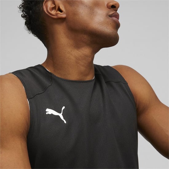 Men's Puma Hoops Team Reverse Practice Performance Basketball Jersey in Black - Image 6