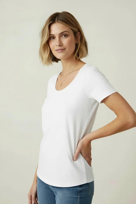 Scoop Neck Cotton Tee - Image 3