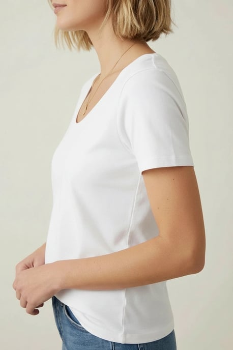 Scoop Neck Cotton Tee - Image 4