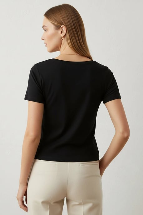 Scoop Neck Cotton Tee - Image 3