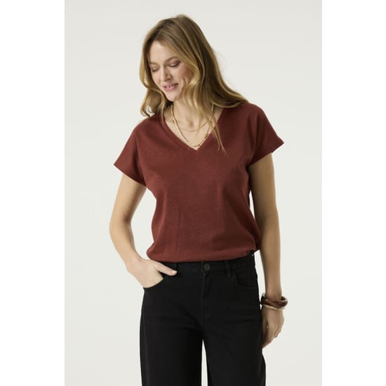 Garcia Jeans T-shirt korte mouw met lurex brique - Image 2