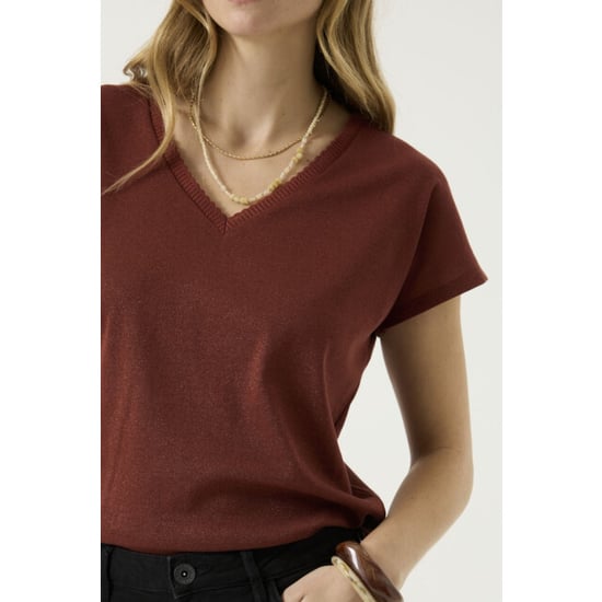 Garcia Jeans T-shirt korte mouw met lurex brique - Image 5