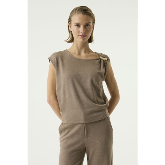 Garcia Jeans Taupe kleur top met korte mouwen taupe - Image 3