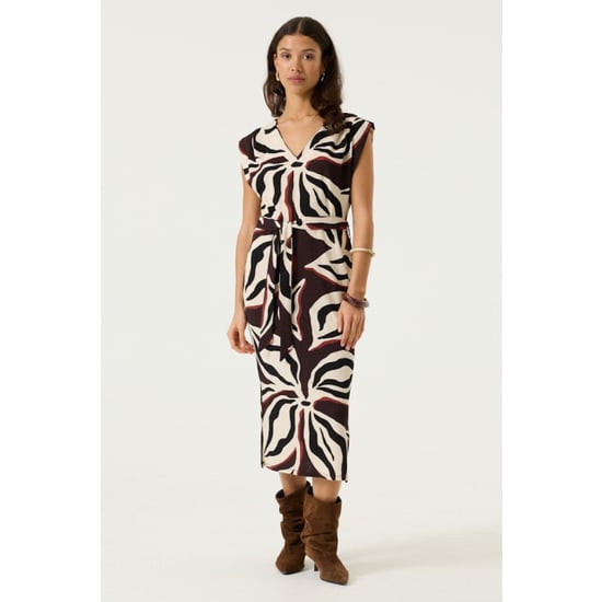 Garcia Jeans Midi lange jurk met alloverprint ecru dessin - Image 3