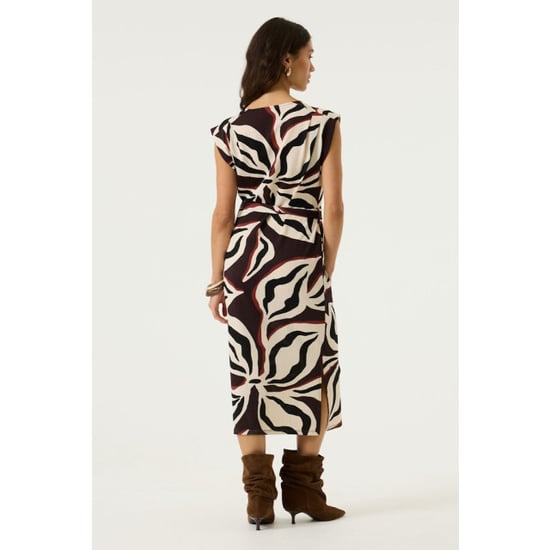 Garcia Jeans Midi lange jurk met alloverprint ecru dessin - Image 4
