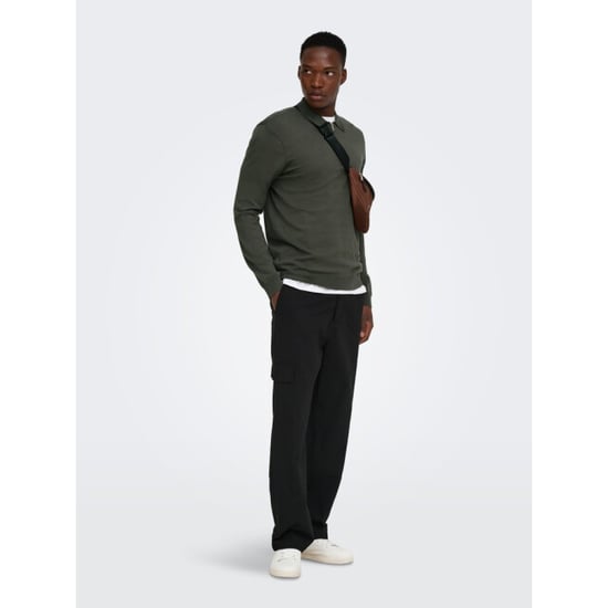 Only & Sons Onswyler life reg halfzip polo knit noos army - Image 3