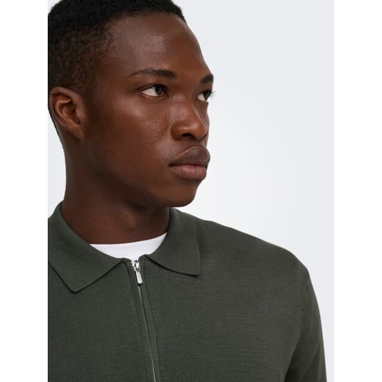 Only & Sons Onswyler life reg halfzip polo knit noos army - Image 4