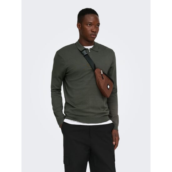 Only & Sons Onswyler life reg halfzip polo knit noos army - Image 5