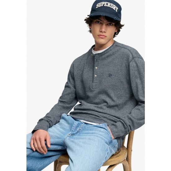 Superdry Mini slub waffle long sleeve grandad top melee - Image 6