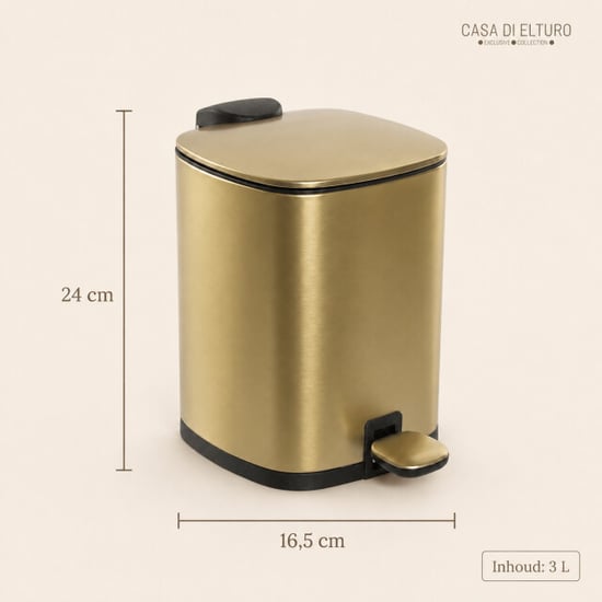 Casa di Elturo Pedaalemmer glam – 3 liter – mat goud – softclose – h24 cm – badkamer prullenbak - Image 2