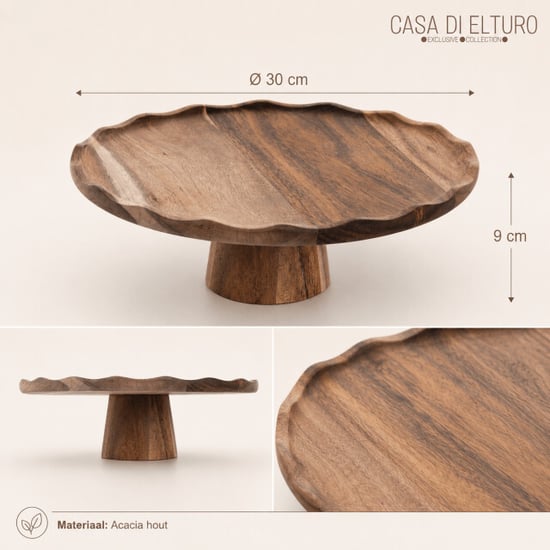 Casa di Elturo Taart plateau nora – acaciahout – Ø30 x h9 cm – serveerplateau – taartstandaard - Image 6