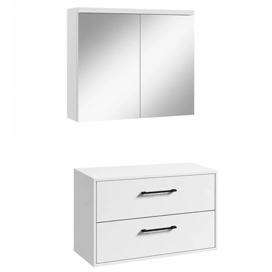 Badplaats Wastafelkast florence 80 x 46 cm hoogglans met spiegelkast - Image 1