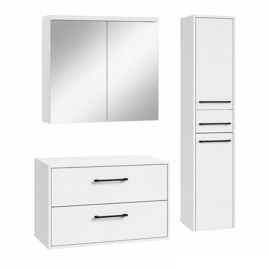 Badplaats Wastafelkast set florence 80 x 46 cm hoogglans met spiegelkast - Image 1