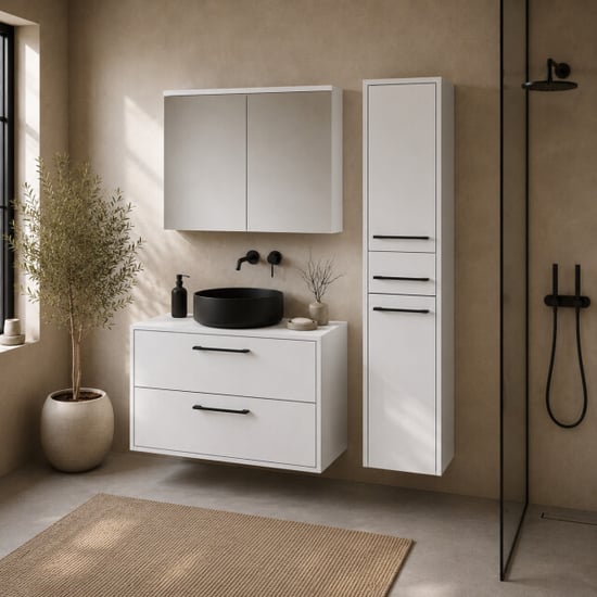 Badplaats Wastafelkast set florence 80 x 46 cm hoogglans met spiegelkast - Image 6