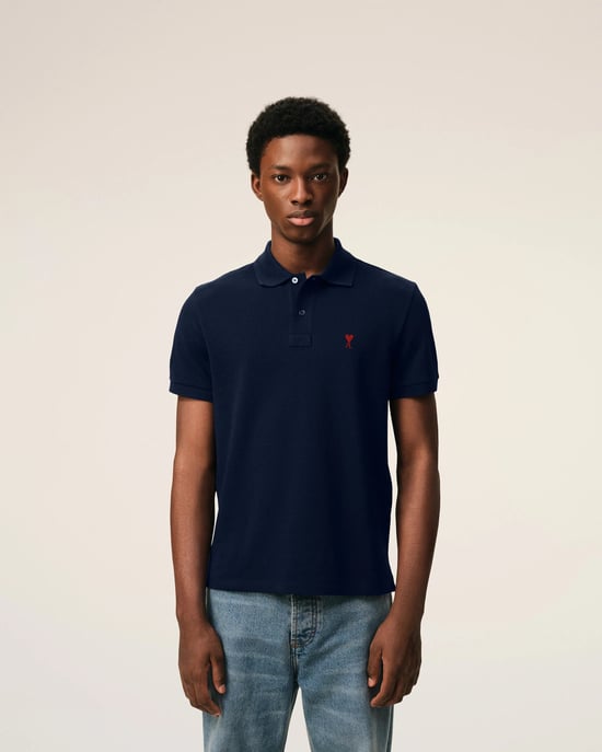Ami Paris Blue Cotton Polo Shirt - Image 4