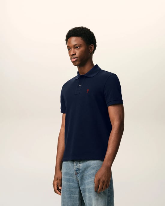 Ami Paris Blue Cotton Polo Shirt - Image 5