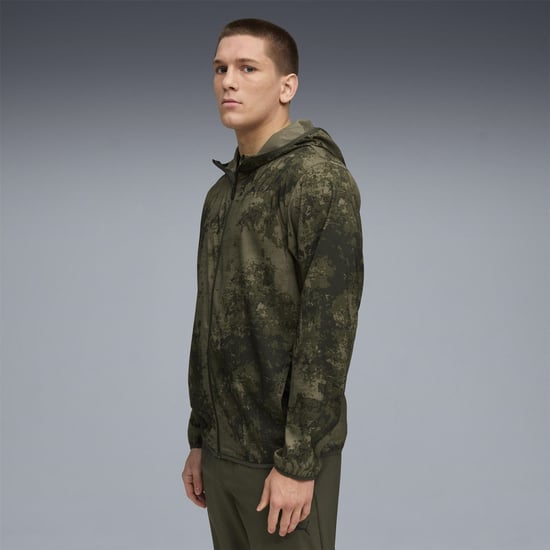 Men's Puma Monay Hooded Short Puffer Jacket in Dark Olive - Image 3