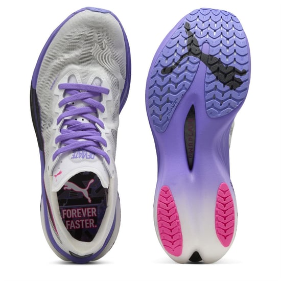 Women's Puma Deviate Nitro Elite 3 Digitokyo Running Shoes in White/Purple - Image 3