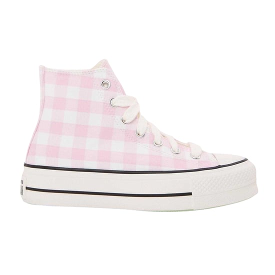 Converse Chuck Classic-sneakers met ginghamruit voor dames, hoog model (Roze) - Image 1