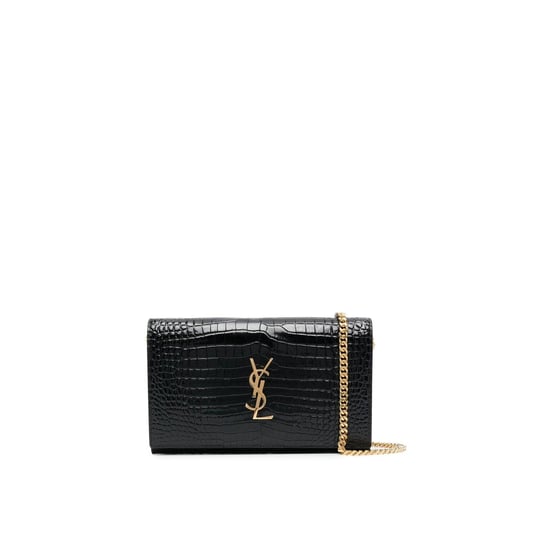 Saint Laurent Cassandre portemonnee met ketting van leer met krokodillenprint - Image 1