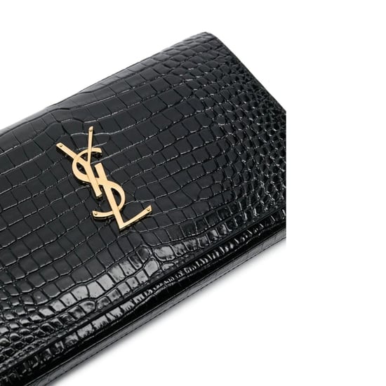 Saint Laurent Cassandre portemonnee met ketting van leer met krokodillenprint - Image 4