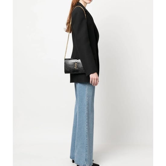 Saint Laurent Cassandre portemonnee met ketting van leer met krokodillenprint - Image 5