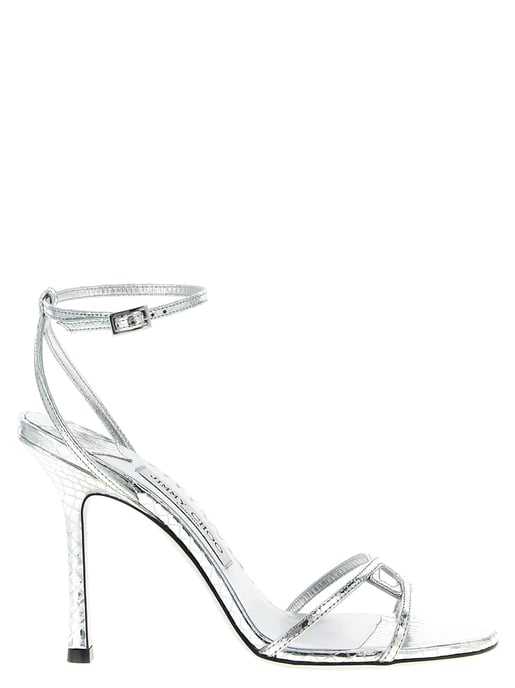 Jimmy Choo Silver Leather Stiletto Heel Sandals - Image 1