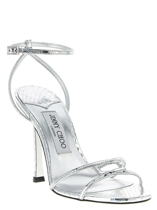 Jimmy Choo Silver Leather Stiletto Heel Sandals - Image 2