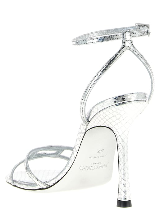 Jimmy Choo Silver Leather Stiletto Heel Sandals - Image 3