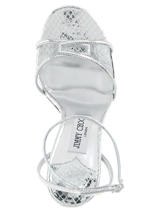 Jimmy Choo Silver Leather Stiletto Heel Sandals - Image 4