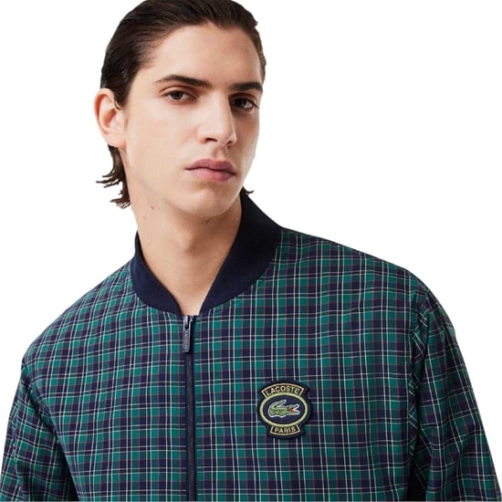 Lacoste Herenbomberjack met ruitjespatroon, normale pasvorm (Marineblauw) - Image 3