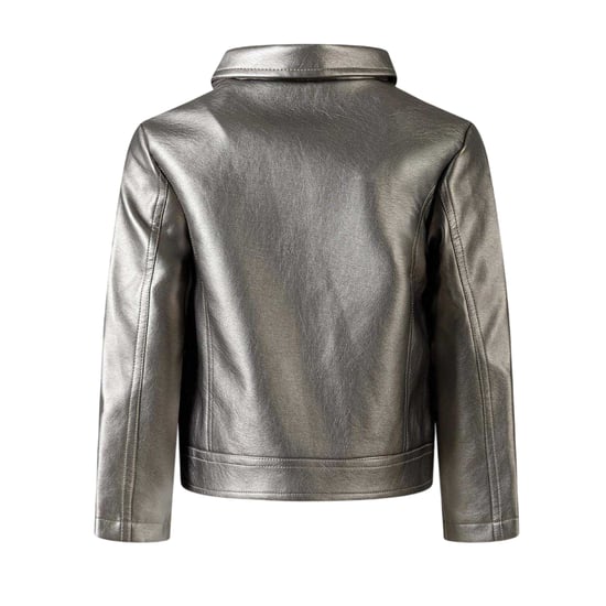 Minoti Metallic motorjack voor meisjes (Zilver) - Image 3