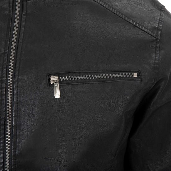 Firetrap Mens Washed Bomber Jacket (Black) - Image 4