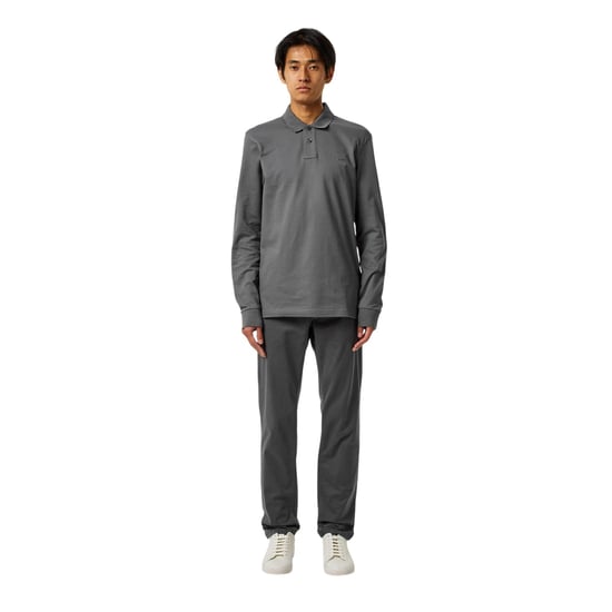 Boss Herenpolo met lange mouwen en Passerby-logo (Houtskool) - Image 1