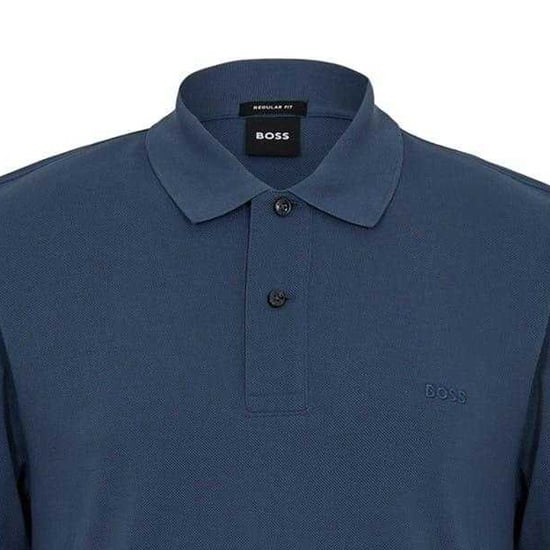 Boss Herenpolo van katoen met geborduurd Pallas-logo (Blauw) - Image 3
