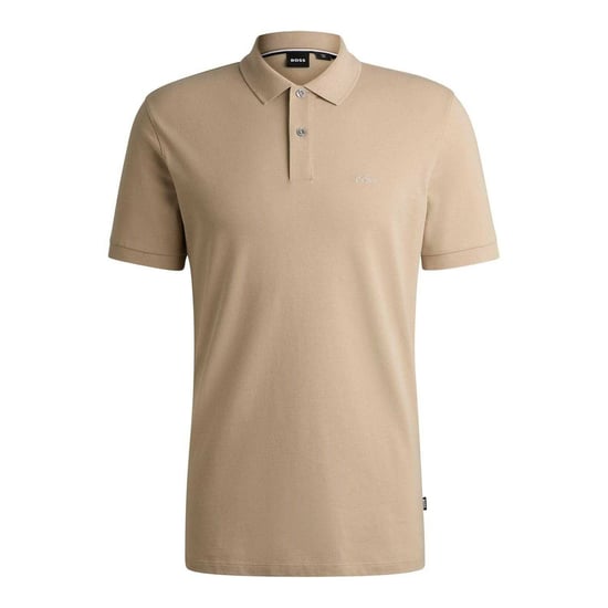 Boss Herenpolo van katoen met geborduurd Pallas-logo (Licht Beige) - Image 1
