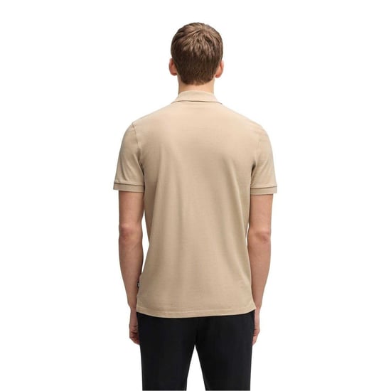Boss Herenpolo van katoen met geborduurd Pallas-logo (Licht Beige) - Image 2
