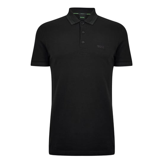 Boss Herenpoloshirt ‘Paddy’ met contrasterende boorden (Massief zwart) - Image 1
