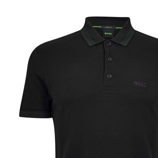 Boss Herenpoloshirt ‘Paddy’ met contrasterende boorden (Massief zwart) - Image 3