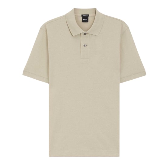 Boss Herenpolo van katoen met geborduurd Pallas-logo (Beige) - Image 1