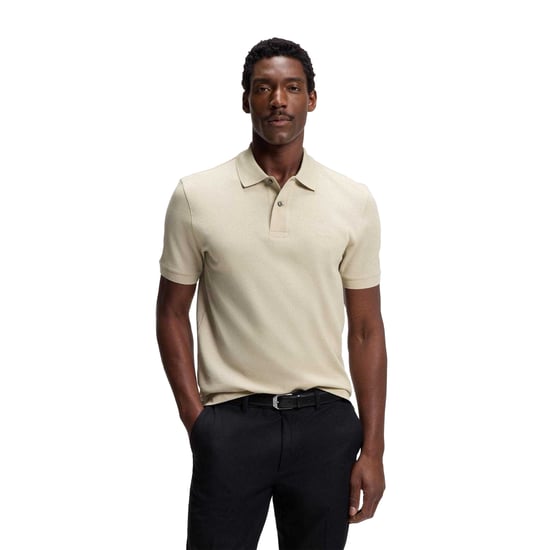 Boss Herenpolo van katoen met geborduurd Pallas-logo (Beige) - Image 3