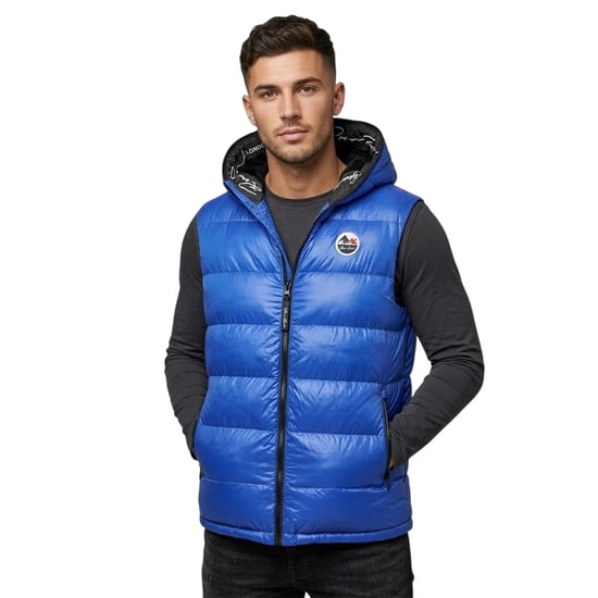 Born Rich Heren Mateo gewatteerd vest met capuchon (Blauw) - Image 3