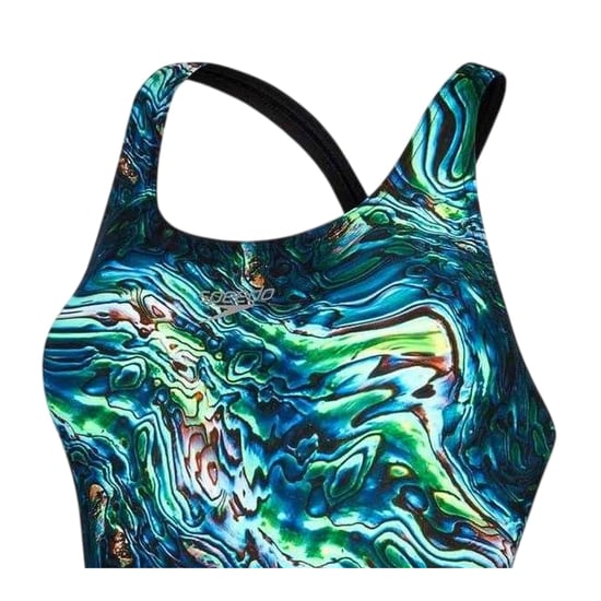 Speedo Dames/Dames Plaatsing Digitaal Eendelig Zwempak (ZWART/BLAUW) - Image 3