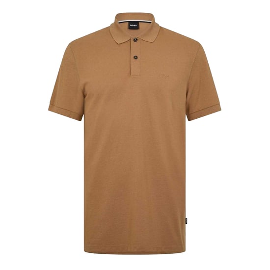 Boss Herenpolo van katoen met geborduurd Pallas-logo (Donker Beige) - Image 1