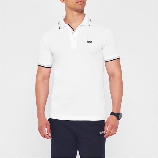 Boss Herenpoloshirt ‘Paddy’ met contrasterende boorden (Gebroken wit) - Image 3