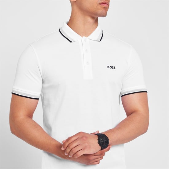 Boss Herenpoloshirt ‘Paddy’ met contrasterende boorden (Gebroken wit) - Image 6