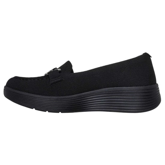Skechers Dames-sportschoenen met gestructureerd breisel, Arch Fit-pasvorm en plateauzool (Zwart) - Image 2