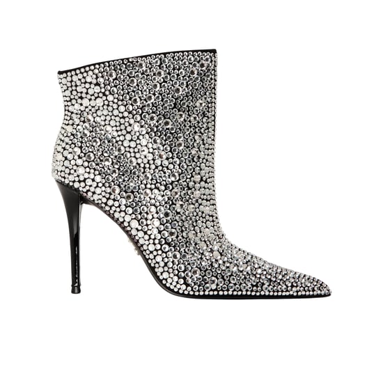 Steve Madden Sentinel-enkellaarsjes voor dames met strass-steentjes, metallic afwerking en hoge stilettohak (Zilver) - Image 1