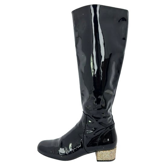 Saint Laurent Glitter Heel Knee High Boots in Black Patent Leather - Image 6