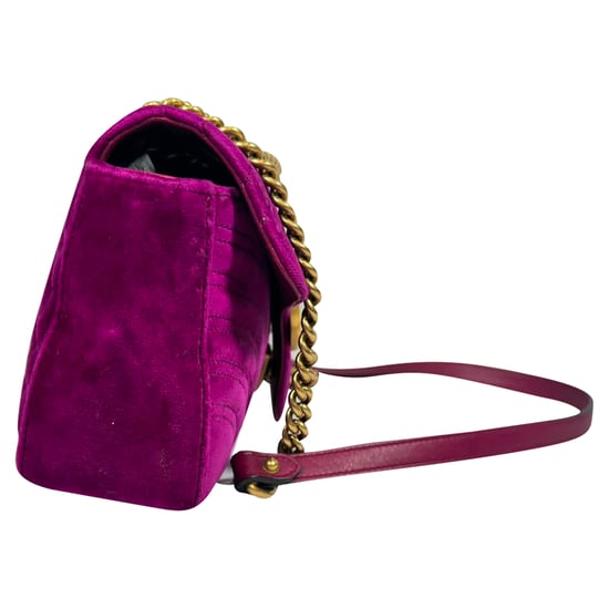 Gucci GG Marmont Kleine Metelasse Schoudertas in Paarse Velvet - Image 3